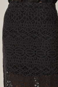 mystree Crochet Scallop Hem Skirt in black - women's skirt - view 5