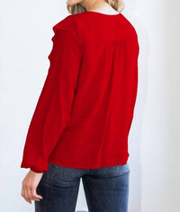 Oddi - Curvy Front Ruffle Top