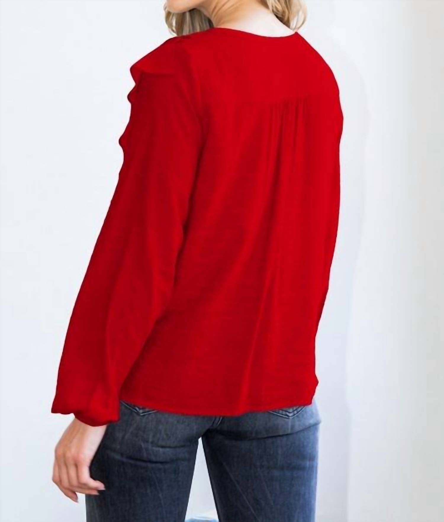 Oddi - Curvy Front Ruffle Top
