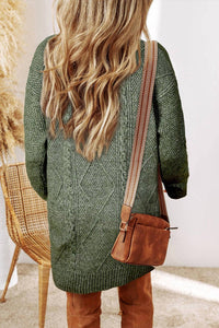 Little Daisy Closet - Cable Knit Drop Shoulder Loose Fit Sweater Dress - Plus