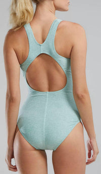 TYR Women's Durafast Elite Max Splice Controlfit Swimsuit in turq gray 1 - women's swimwear - detail view