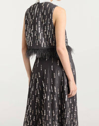 Cinq A Sept - Selene Top With Detailed Feather-trimmed Hem