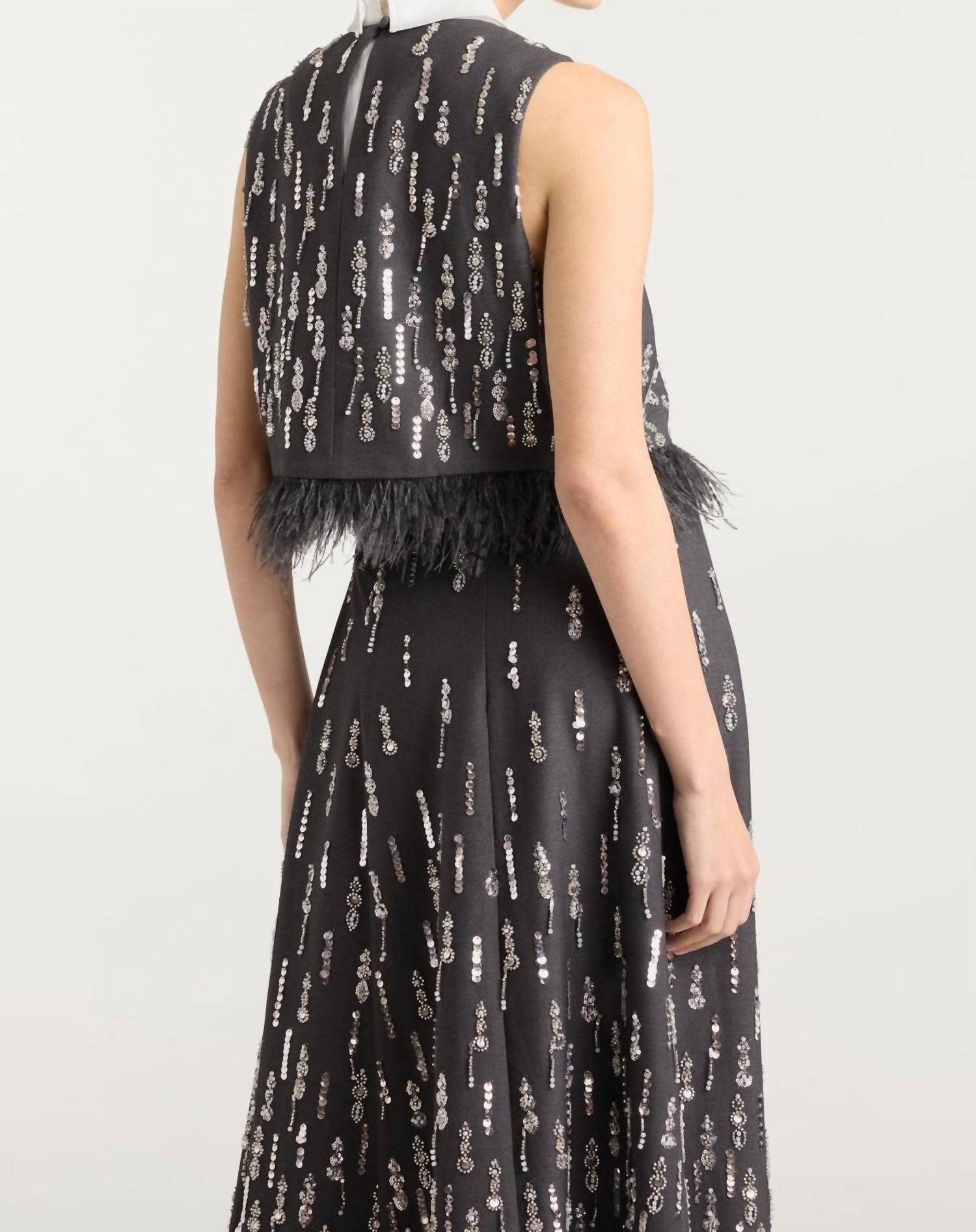 Cinq A Sept - Selene Top With Detailed Feather-trimmed Hem
