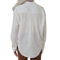 Bella Dahl Women's Pintuck Flowy Shirt in white - women's shirt - detail view