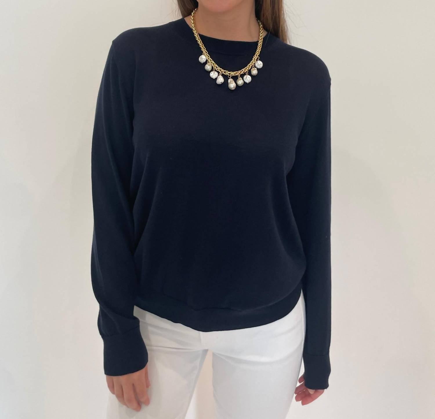 Elliott Lauren - Cotton Charm Crewneck Long Sleeves Sweater