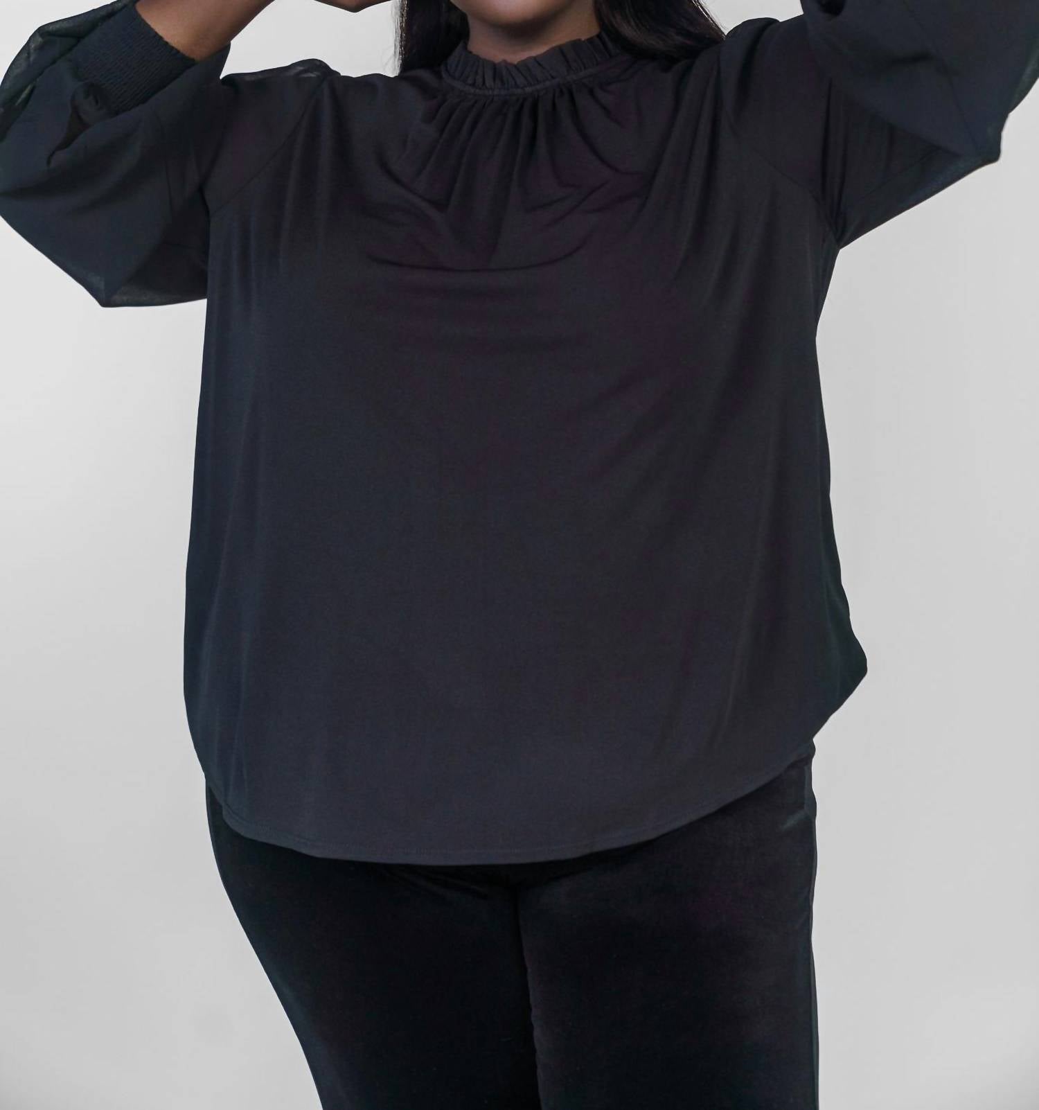 Marée Pour Toi - Knit Top With Chiffon Sleeves - Plus