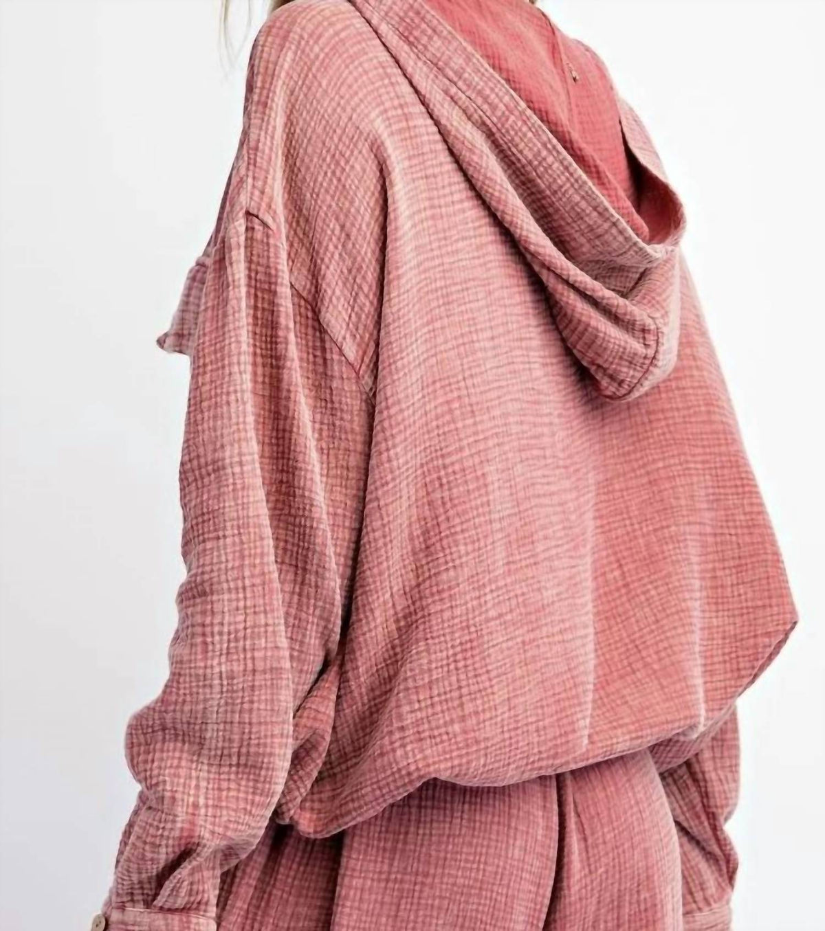 Easel - Button Down Cotton Gauze Hoodie