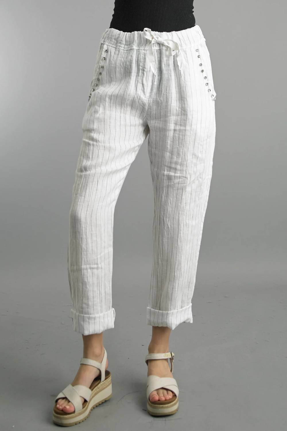 Tempo Paris - Women's Striped Gem Pants