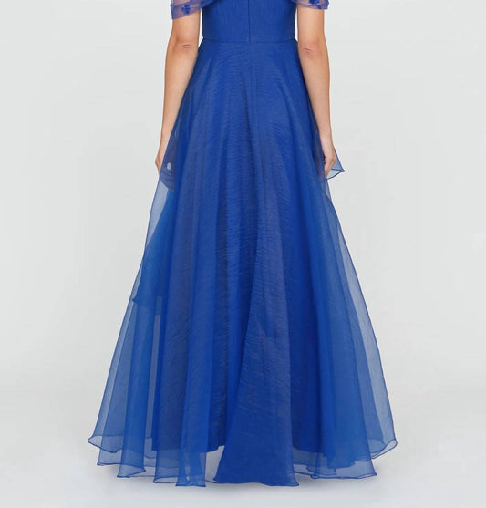 Theia - Atlas Shawl Draped Gown