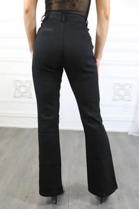 Surelymine - Double Zipper Detail Flared Slack Pant