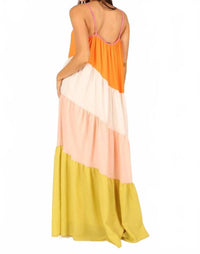 Fore Collection - Boho Chic Color Block Midi Dress