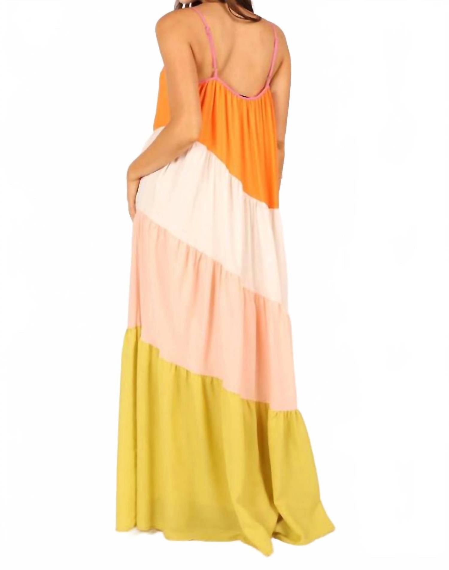 Fore Collection - Boho Chic Color Block Midi Dress