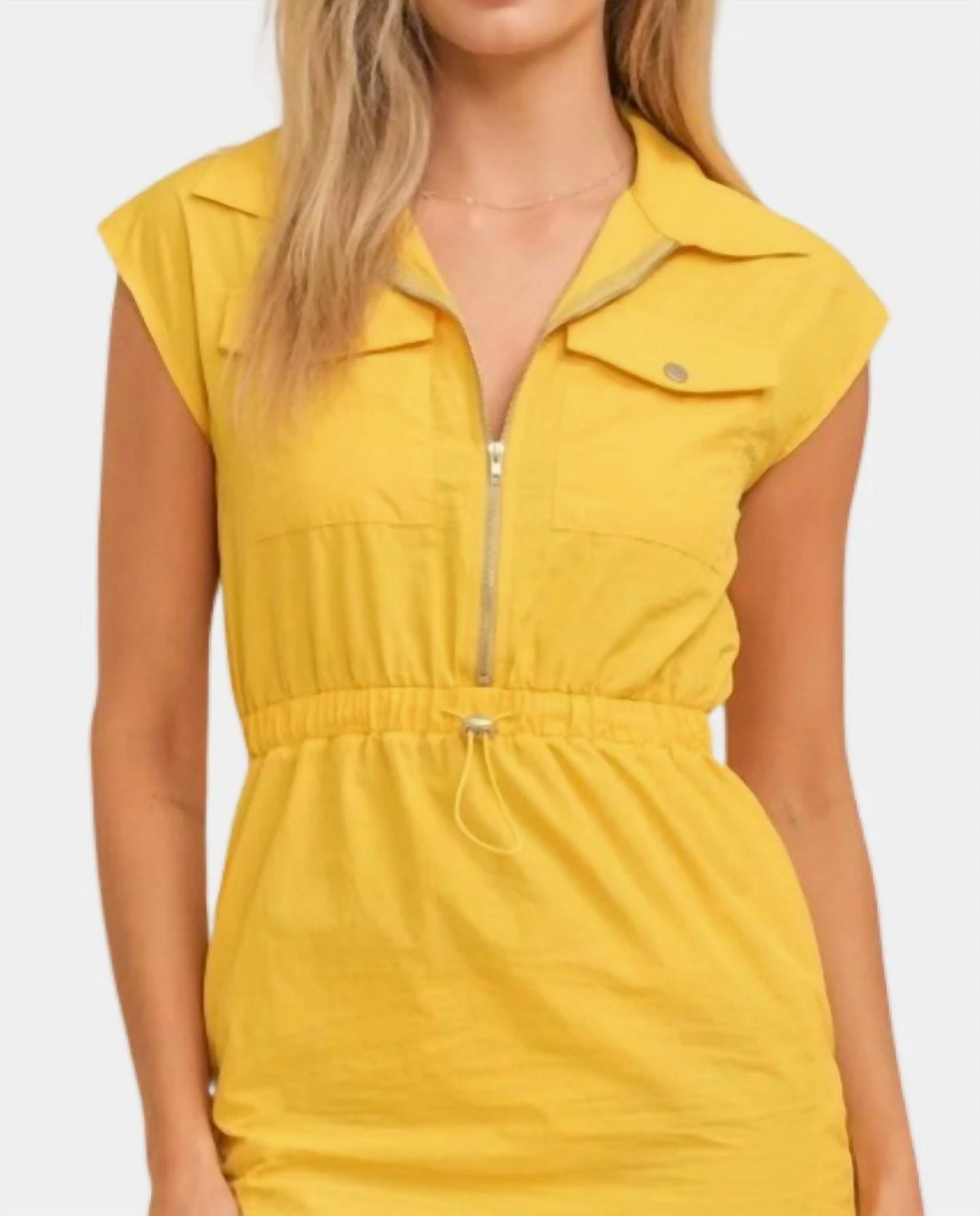 Hausen - Cap Sleeve Zippered Mini Dress