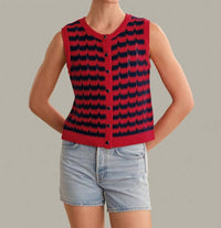 525 America - Isla Striped Button Front Vest