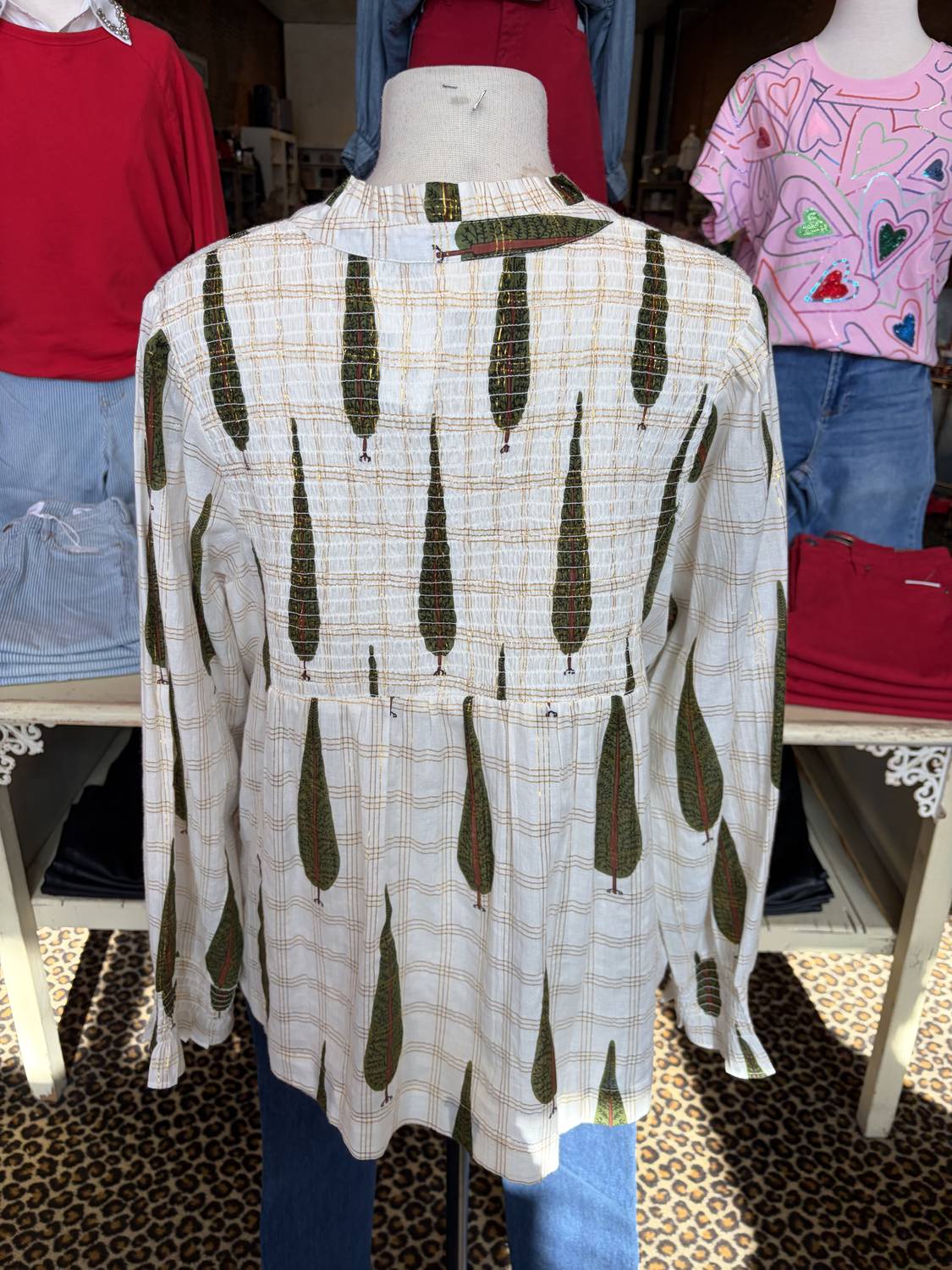 Ivy Jane - Women's Metallic Plaid Tree Top
