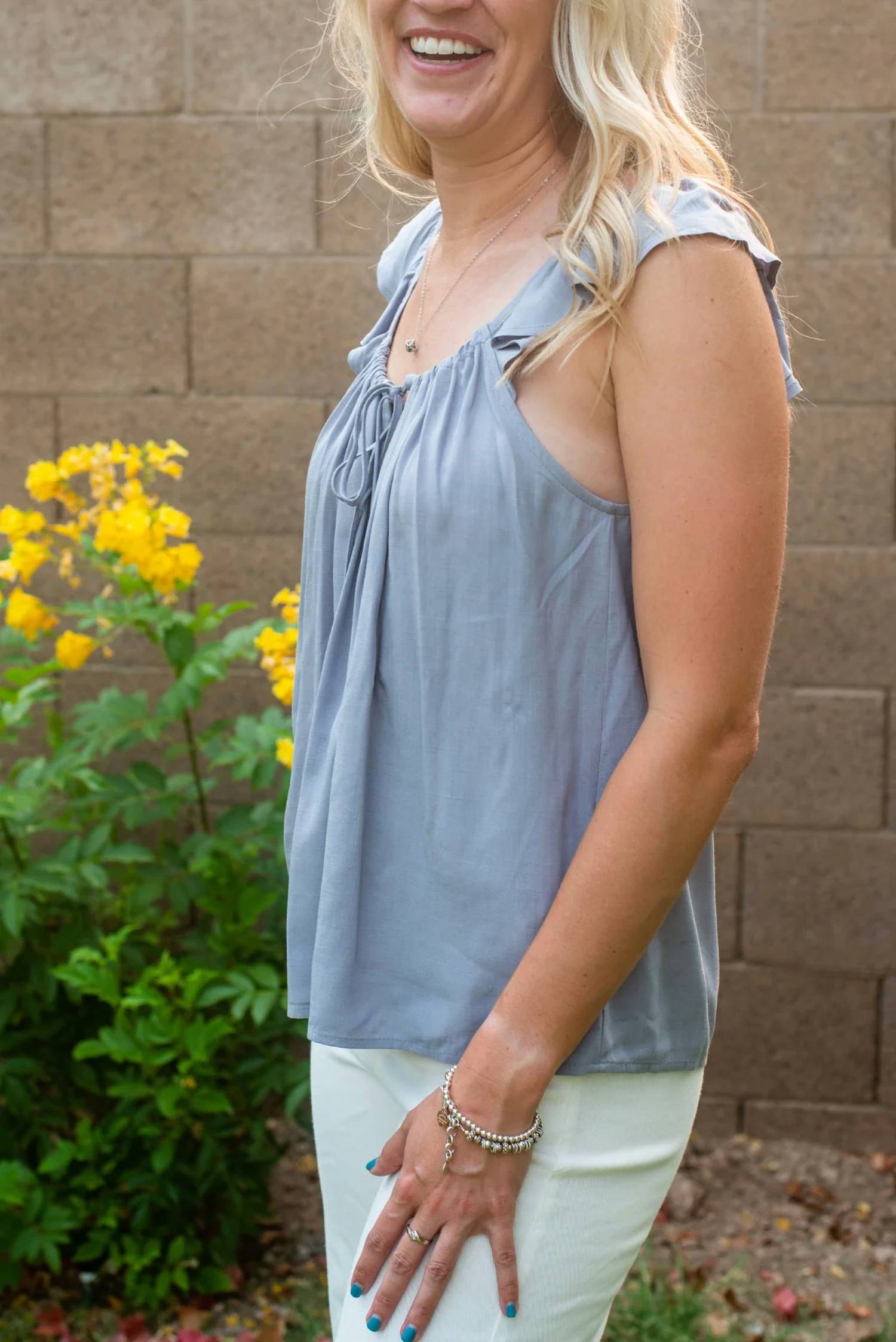 Gilli - Dusty Ruffle Sleeveless Top