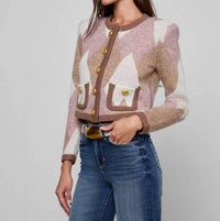 L'Agence Siobhan Cardigan in mauve multi - women's cardigan - alternate view