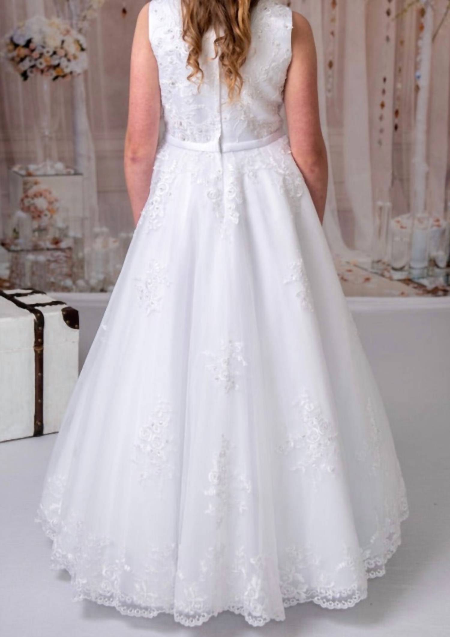 Macis - Girls Communion Lace Aline Long Dress