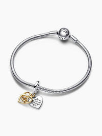 Pandora - Mom Lab-grown Diamond Engravable Double Dangle Charm