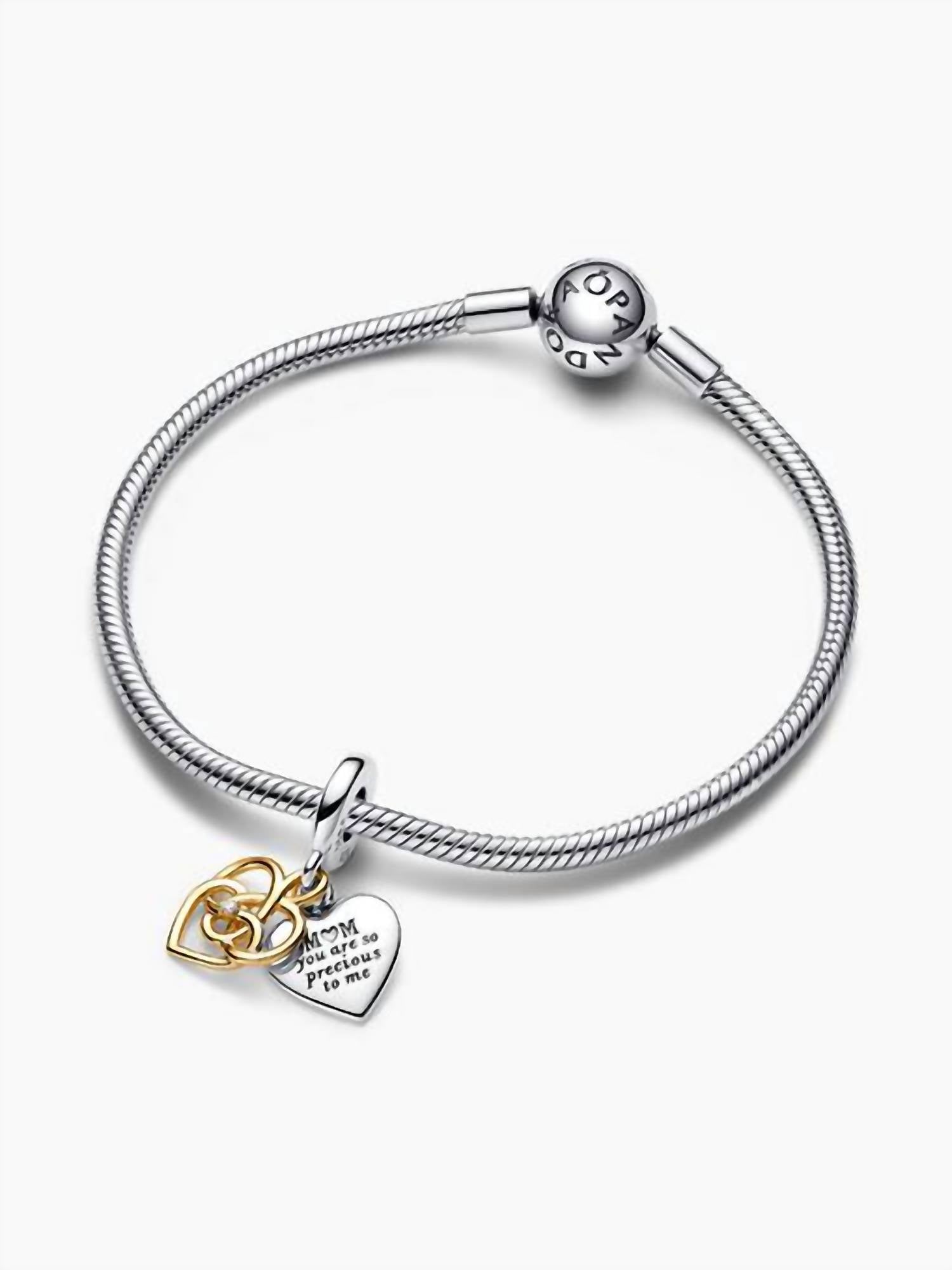 Pandora - Mom Lab-grown Diamond Engravable Double Dangle Charm