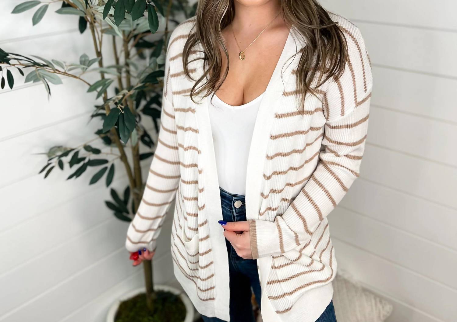 Be Cool - Knit Stripes Long Sleeve Cardigan