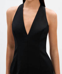 Misha - Pearl Sateen Halter Mini Dress