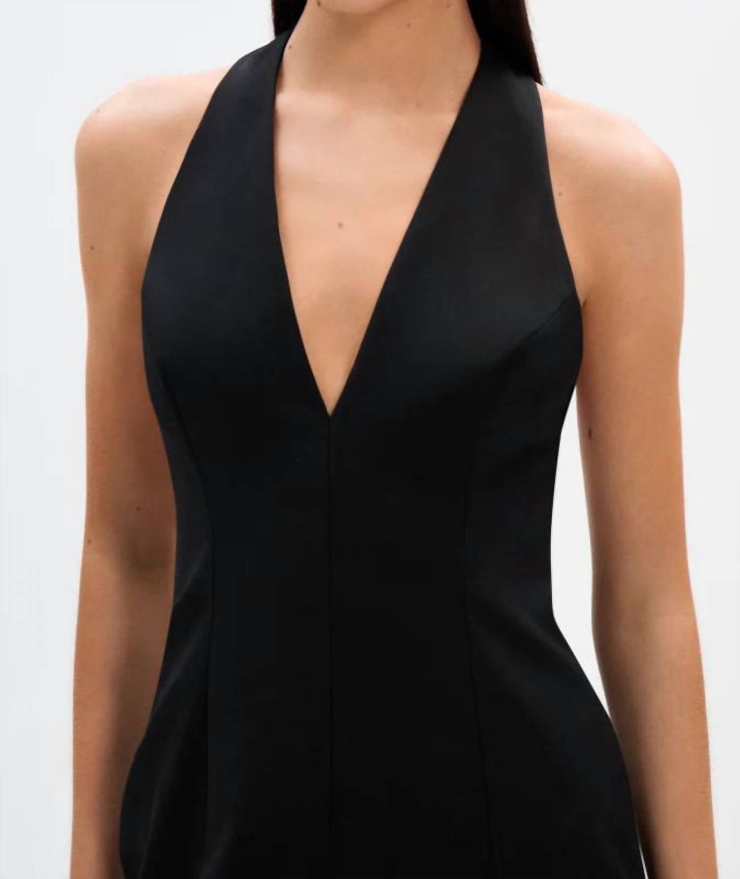 Misha - Pearl Sateen Halter Mini Dress