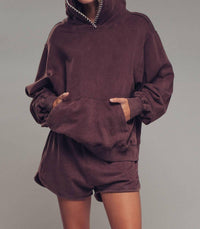 Urban Daizy - Vintage-wash Crochet Trim Hooded Sweatshirt
