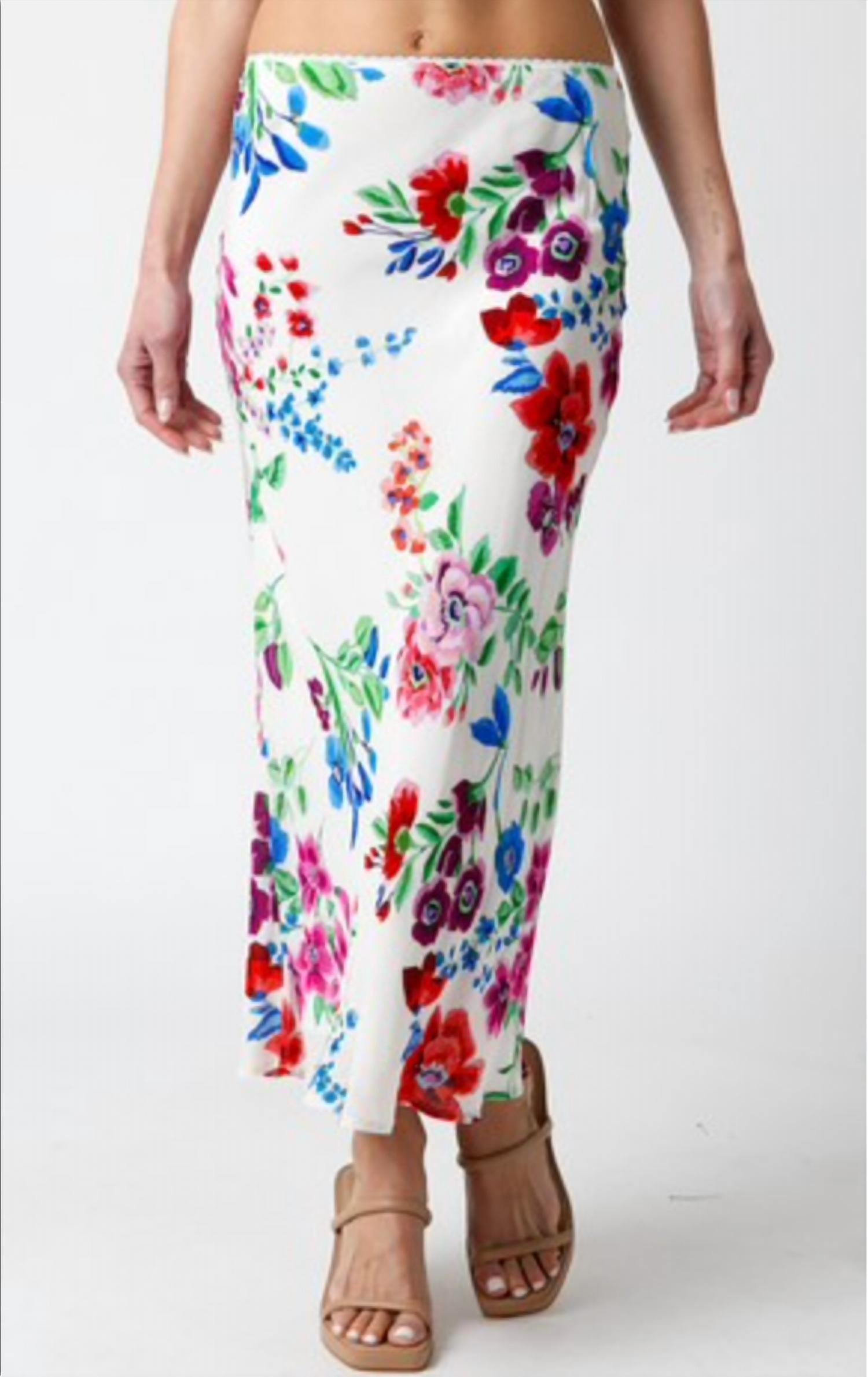 Olivaceous - Stella Floral Midi Skirt