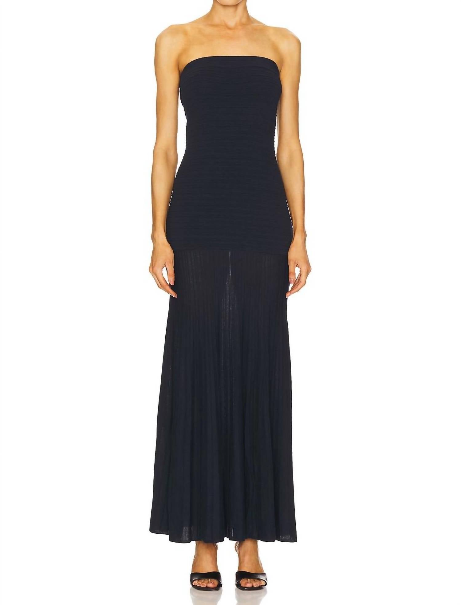line and dot Arlo Tube Dress in navy - women's dress