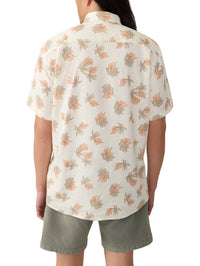 Faherty Short Sleeve Breeze Shirt in sunlit palm waves - men's shirt - detail view