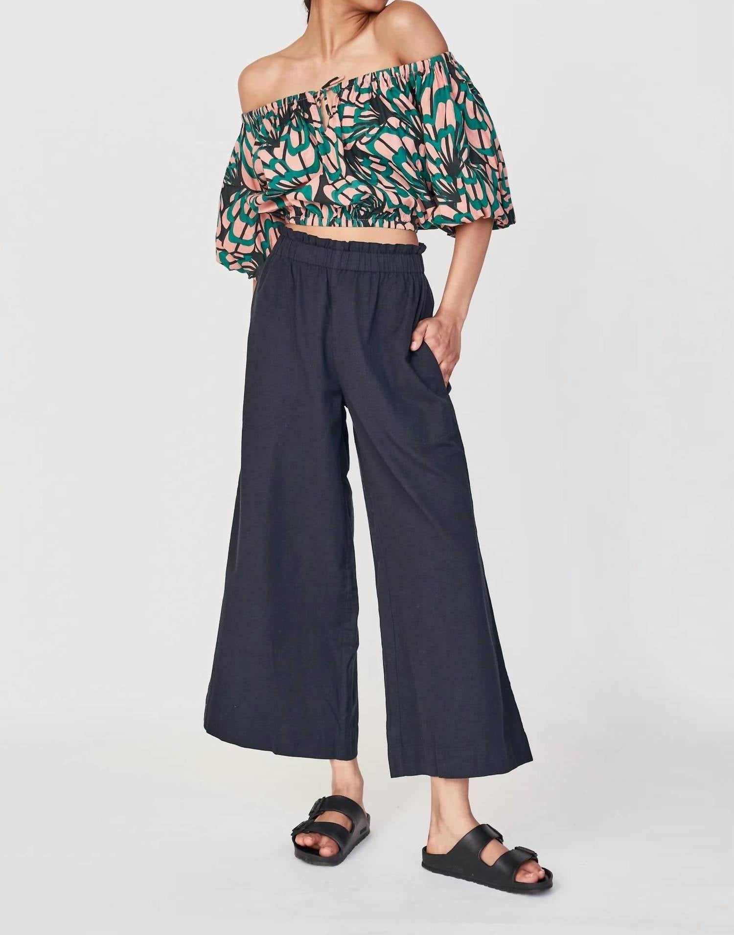 Mirth Wide Leg Ankle Pants in black - women's pants