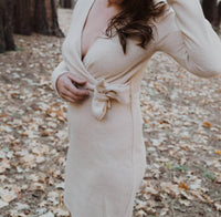 Idem Ditto - Tie Long Sleeve Ribbed Mini Dress