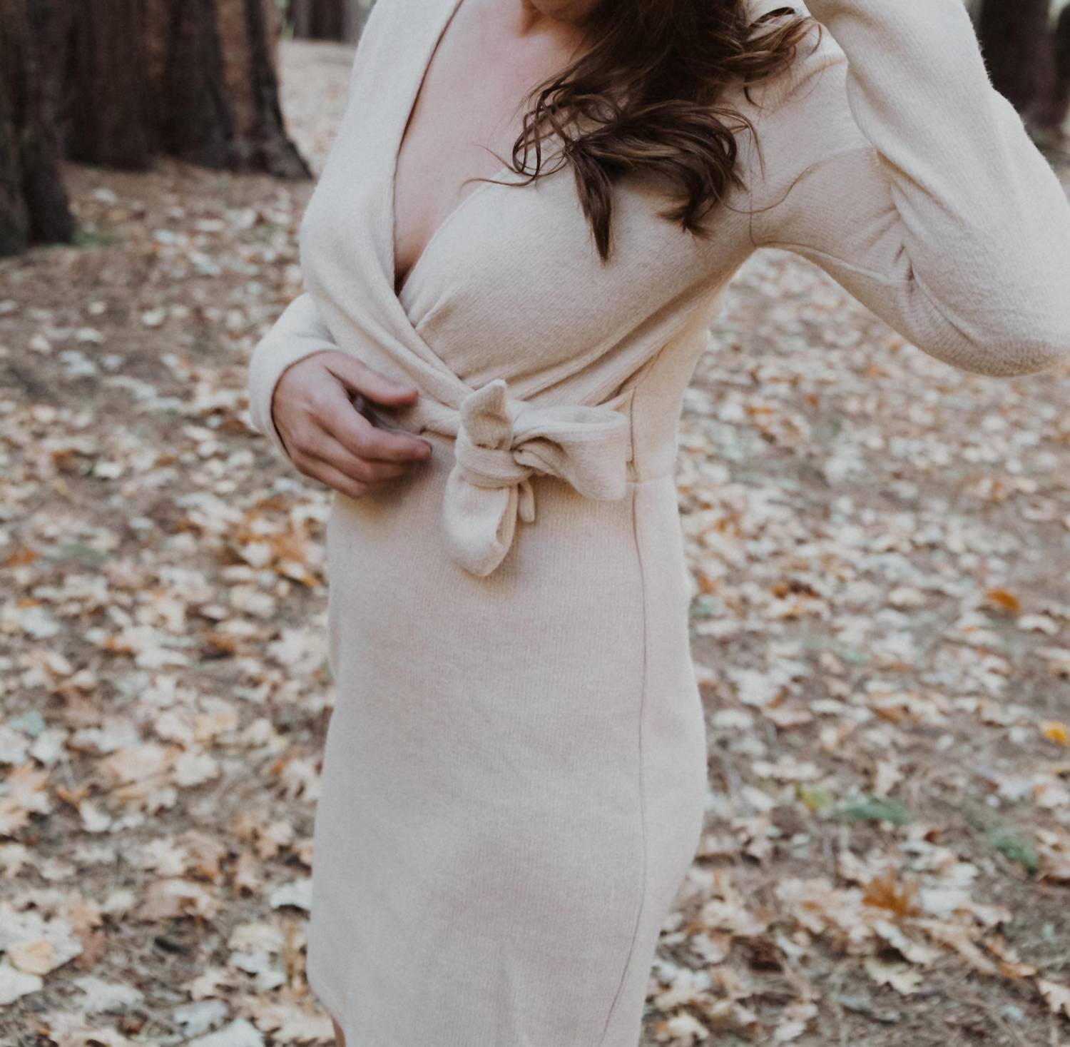 Idem Ditto - Tie Long Sleeve Ribbed Mini Dress