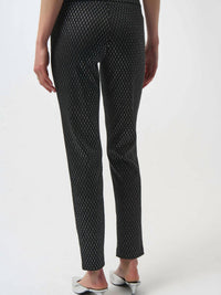 Joseph Ribkoff Foiled Heavy Knit Slim Fit Pant in black silver - women's pants - detail view