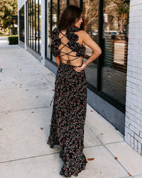 Fate - Floral Cutout Ruffle Strap Maxi Dress