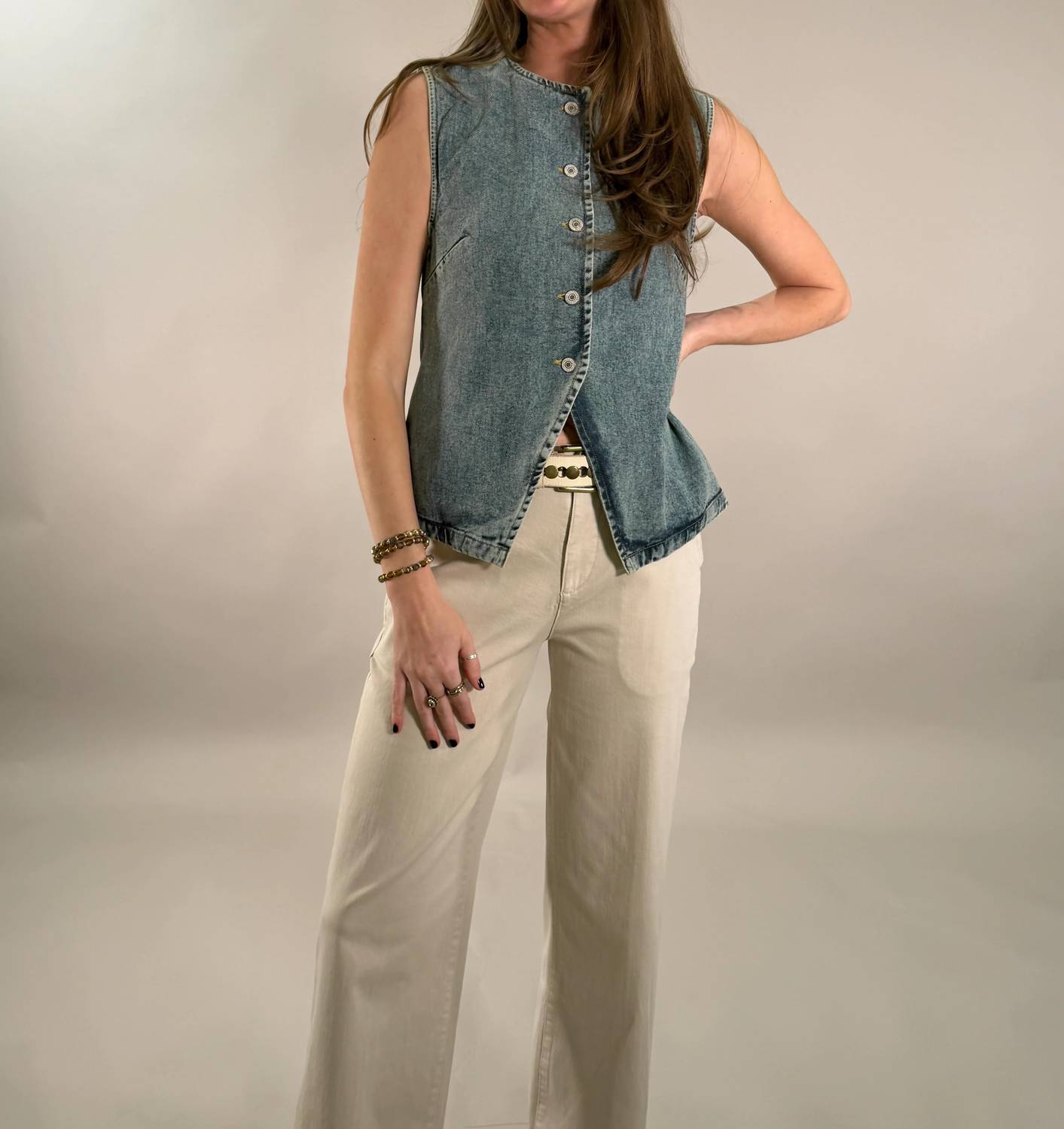 Elan - Vintage-Wash Denim Vest