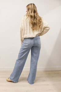 Vervet By Flying Monkey - Olivia Wide Leg Comfort Stretch Raw Hem Jeans