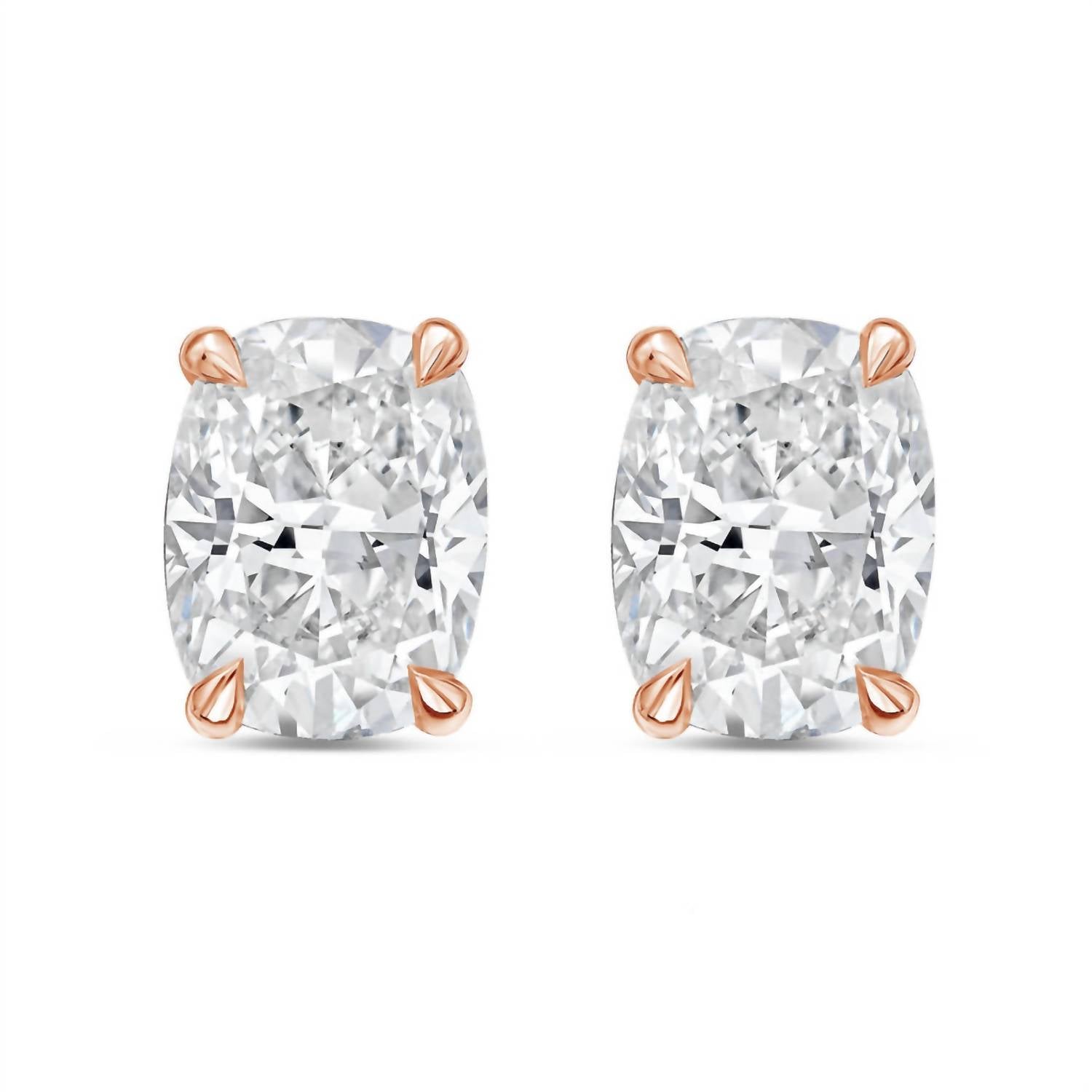 Diana M Jewels - Women's Cushion Lab-grown Diamond Stud Earrings (3.00 Tcw) - Signature