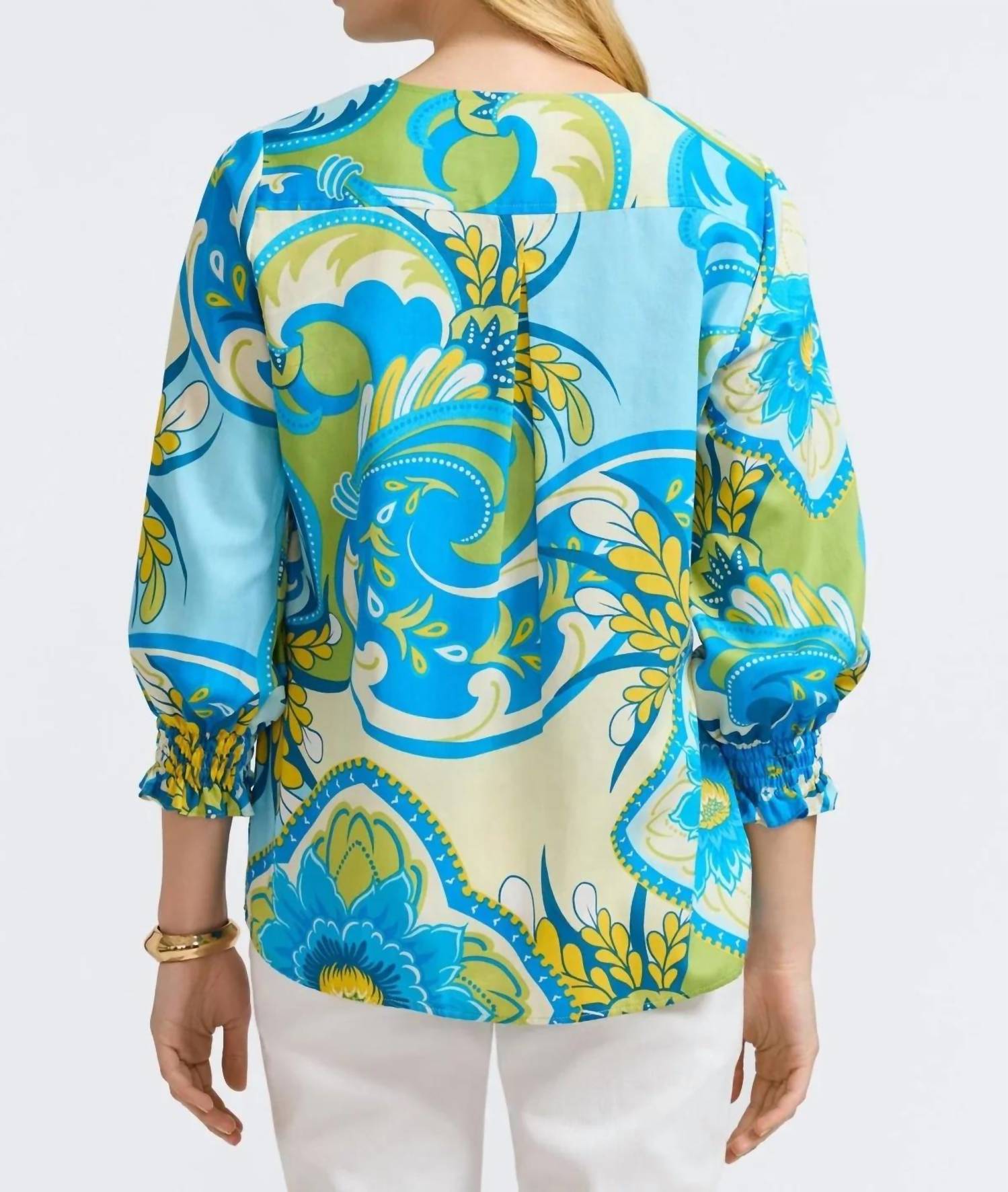 Foxcroft - Alicia Tropical Jacobean Popover Shirt