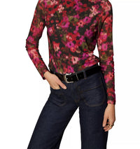 Sanctuary - Berry Glow Mock Neck Mesh Top