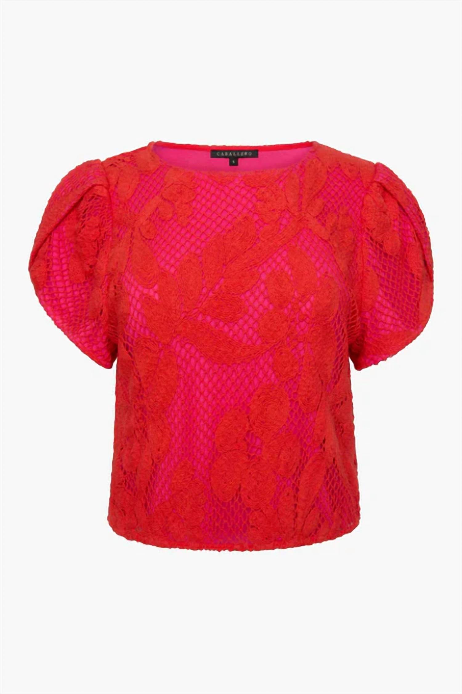 CABALLERO Women's Judy Top in raspberry lace - women's t-shirt