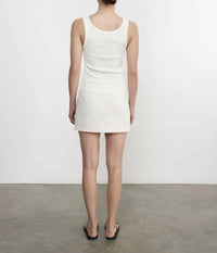 Enza Costa Supima Knit Easy Tank in white - women's tank top - detail view