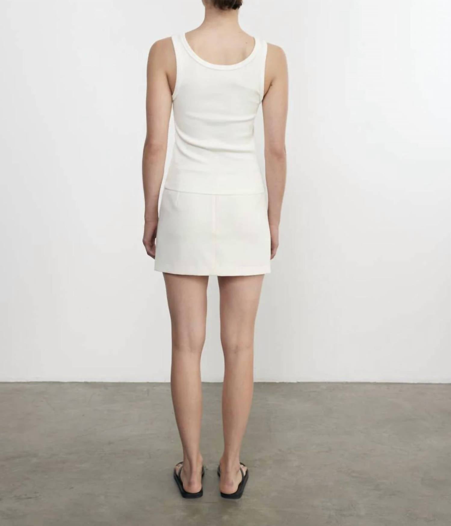 Enza Costa Supima Knit Easy Tank in white - women's tank top - detail view