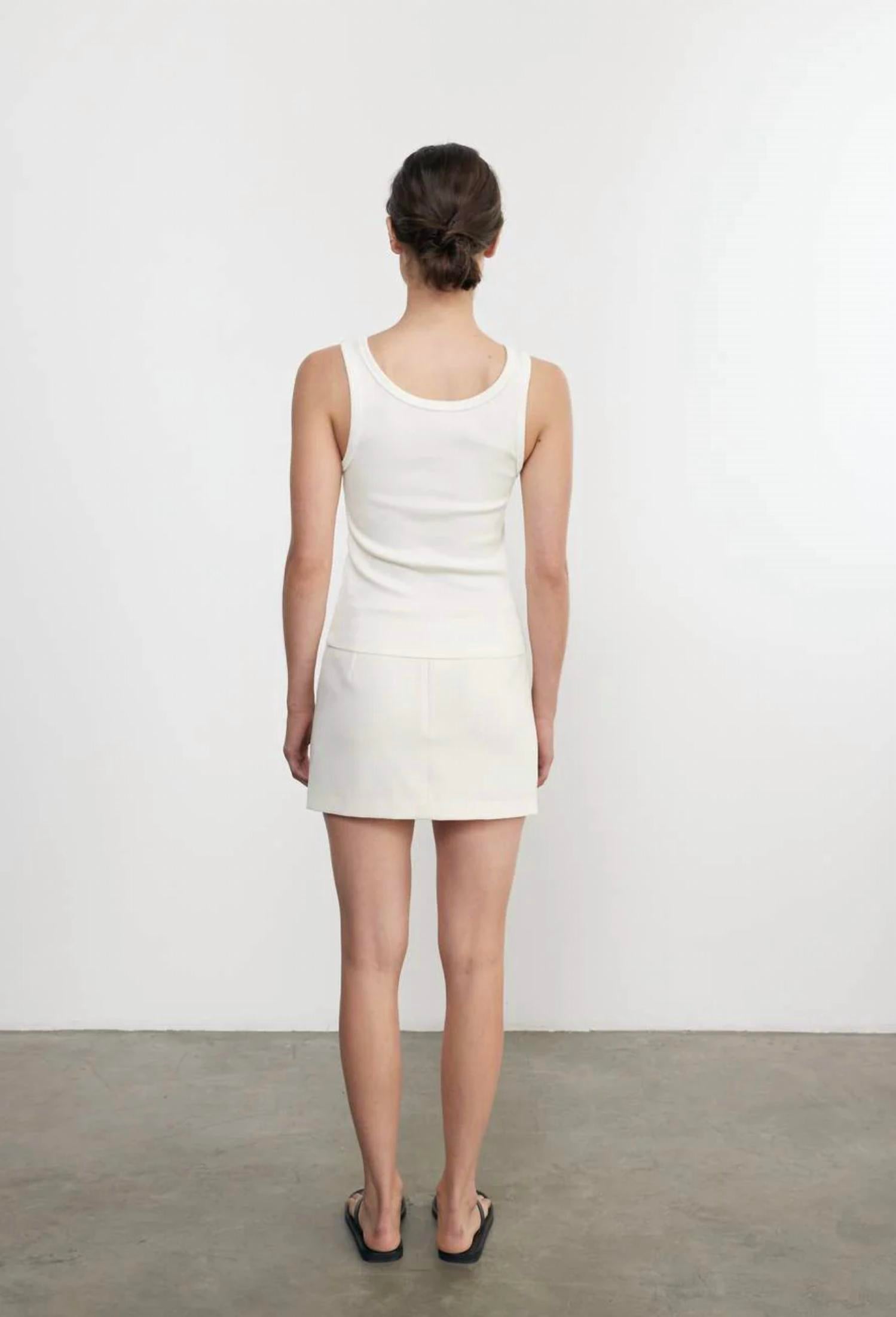 Enza Costa Supima Knit Easy Tank in white - women's tank top - alternate view