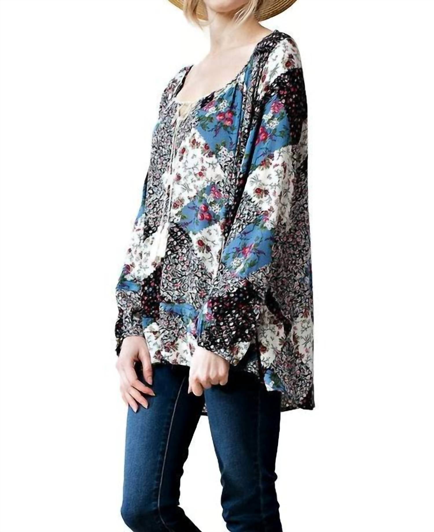 Kori - Patchwork Print Top