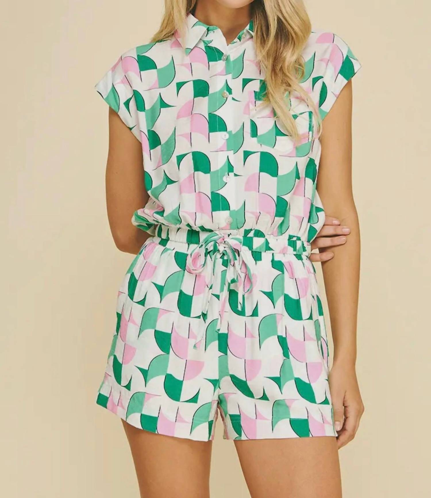 Pinch - Printed Woven Shorts & Blouse Set
