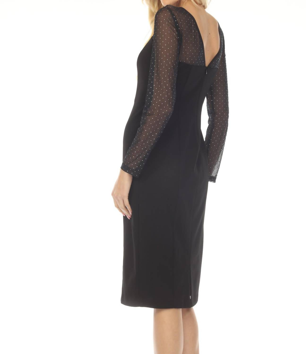 Joseph Ribkoff Studded Mesh Yoke Sheath Dress in black - women's dress - detail view