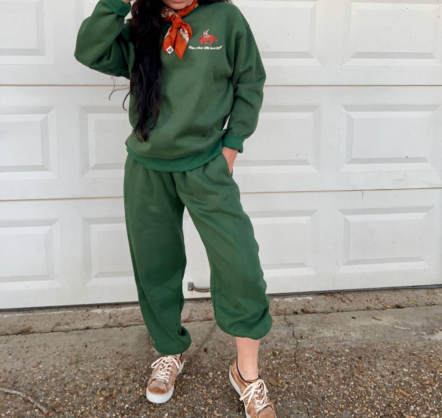 Bailey Rose See You Cowboy Sweatpants in pine green - women's pants - alternate view