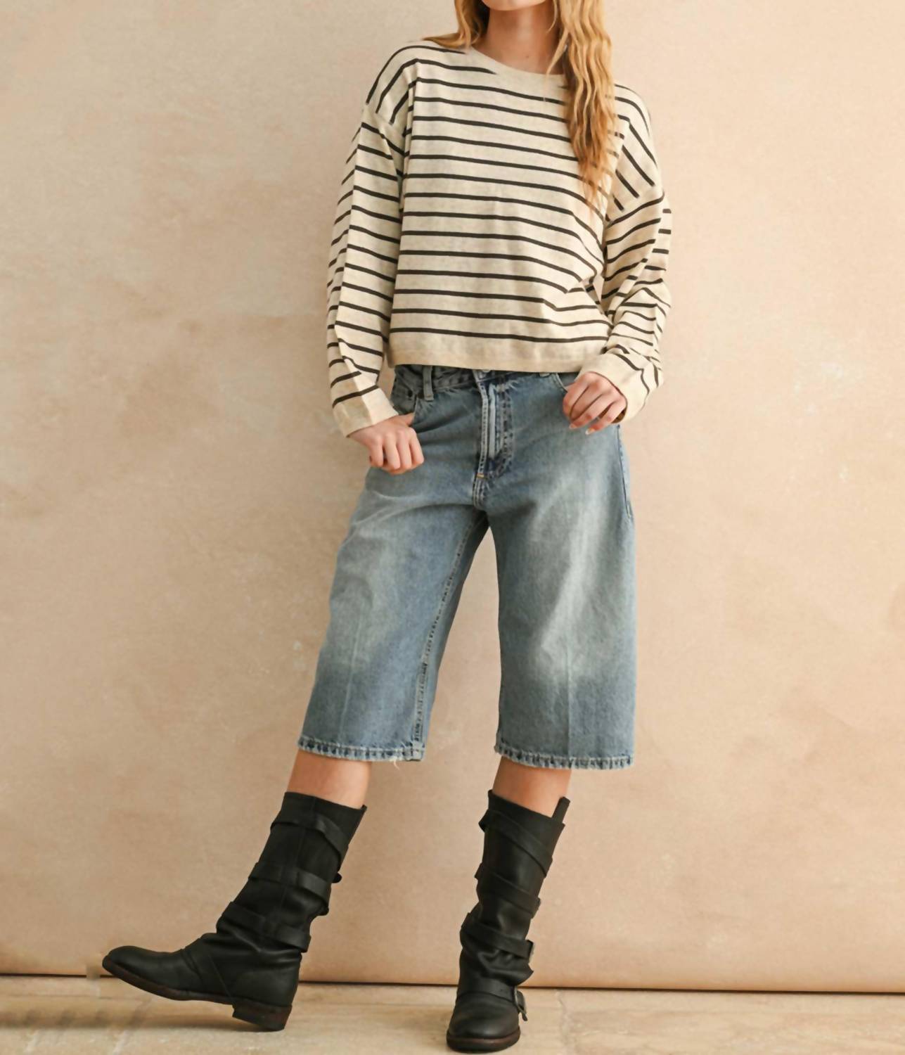 Miou Muse - Sofe Knitted Striped Sweater